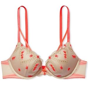 Victoria's Secret Dream Angels Push-Up Bra in Champagne & Coral Blaze, 34B